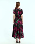 SIXDO G-Black Silk Flared Dress for Women